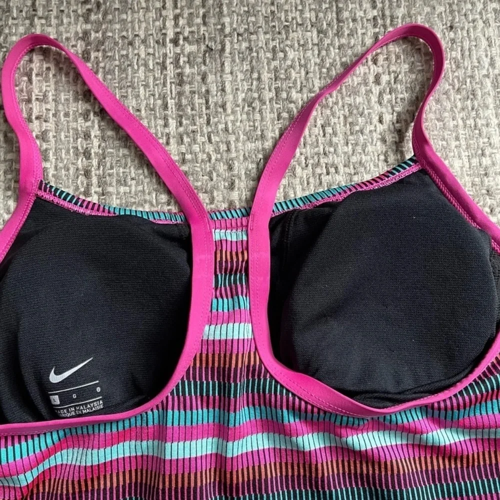 Nike womens Racerback Pink Stripe‎ Tankini top Size Large - Picture 6 of 7